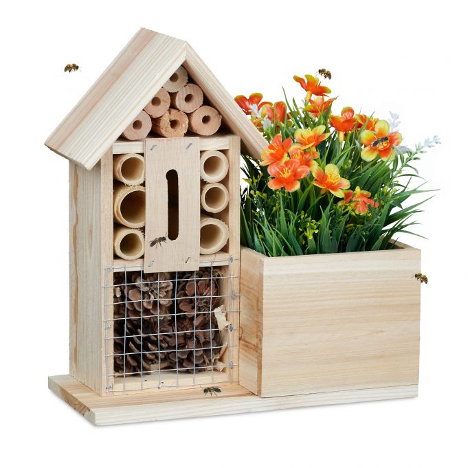 Hotel pentru Albine 2 in 1 cu Ghiveci pentru Flori ,26 x 24 cm