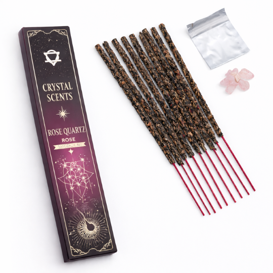 Betisoare Parfumate cu Cristal de Cuart Roz si Trandafir | Ritual pentru Iubire si Echilibru Emotional