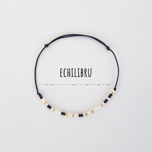 Bratara cod Morse, cu mesajul Echilibru, Handmade