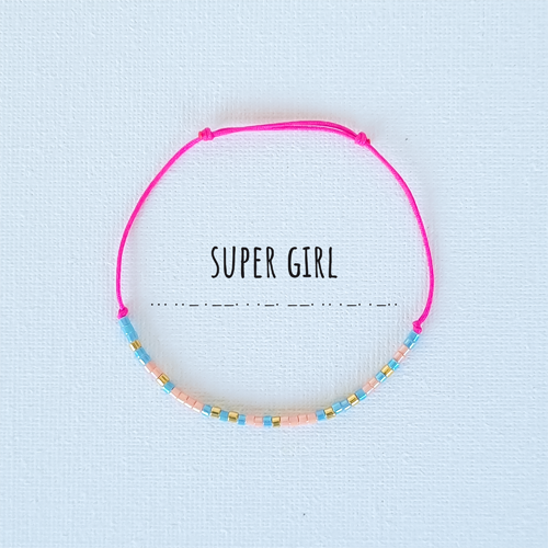 Bratara,cod Morse, cu mesajul Super Girl, Handmade