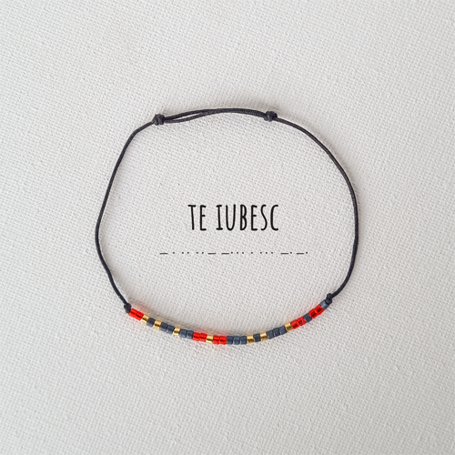 Bratara,cod Morse, cu mesajul Te Iubesc, Handmade