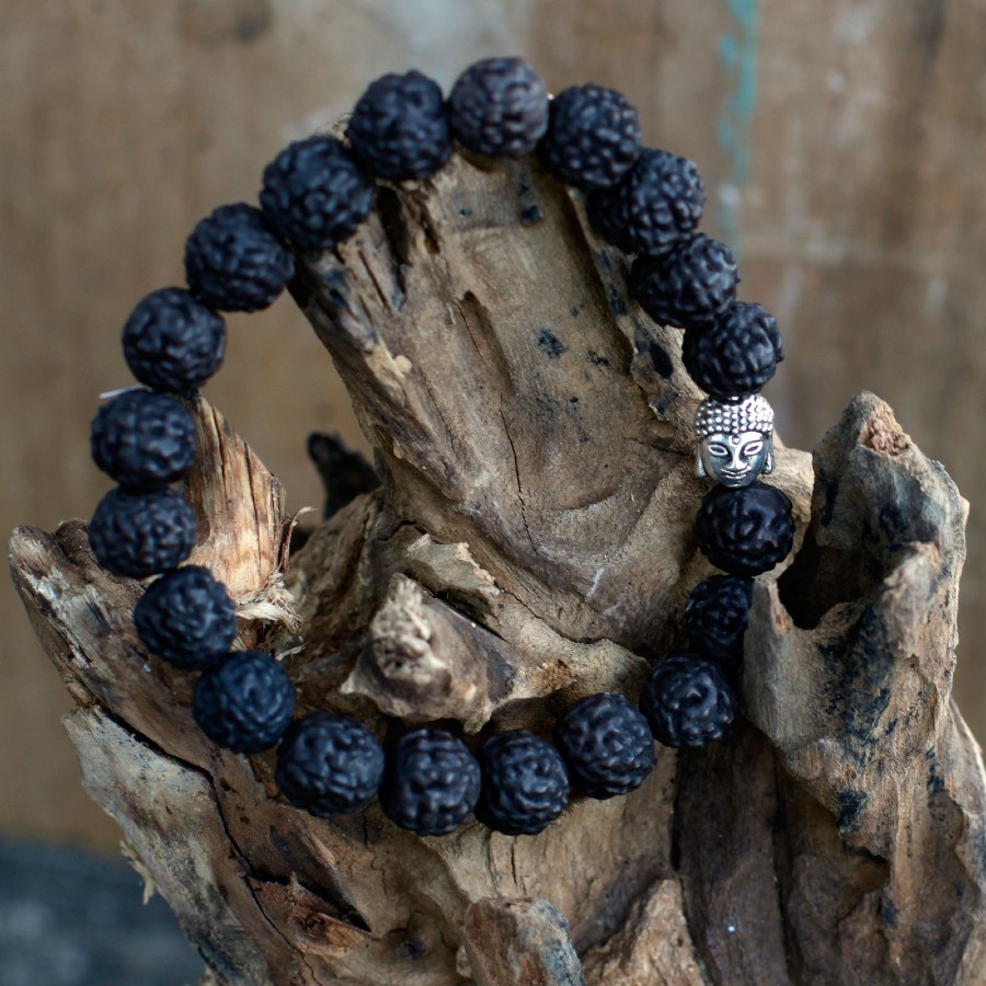 Bratara Rudraksha Buddha Mala, Negru