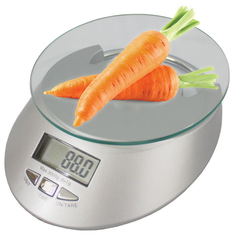 Cantar Electronic cu Farfurie Sticla, pana la 5 kg, Precizie 1 g