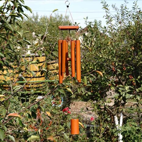 Clopotei de vant din lemn de bambus cu 8 tuburi - 65cm, model 1