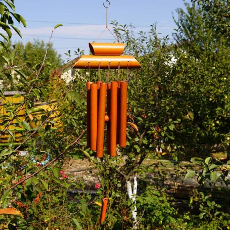 Clopotei de vant din lemn de bambus cu 8 tuburi - 65cm, model 3