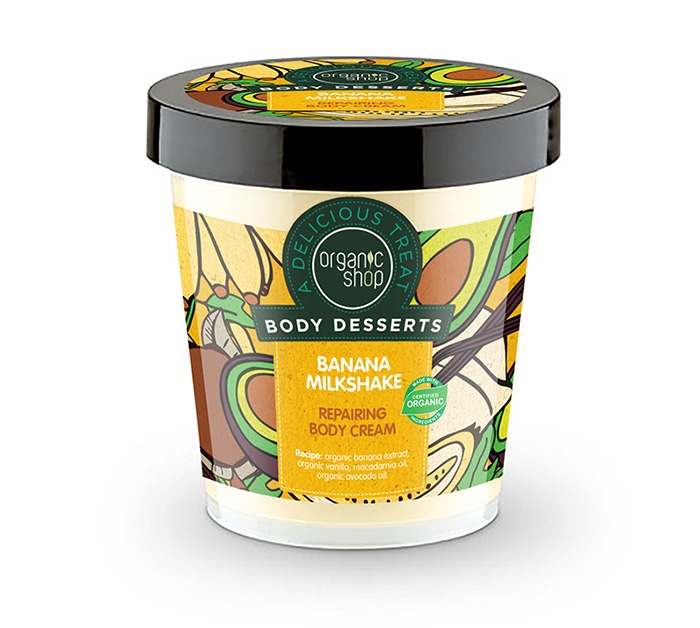 Crema de corp delicioasa Banana Milkshake, 450 ml - Organic Shop