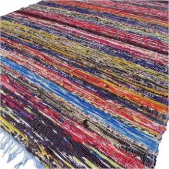 Covor tesut manual din bumbac, India - 153x90 cm (albastru)