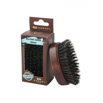 Perie ovala pentru barba, peri din porc mistret, lemn fag, model military