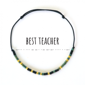 Bratara,cod Morse, cu mesajul Best Teacher, Handmade