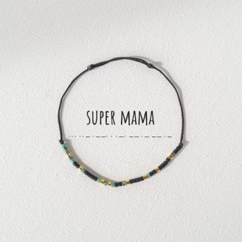 Bratara,cod Morse, cu mesajul Super Mama, Handmade