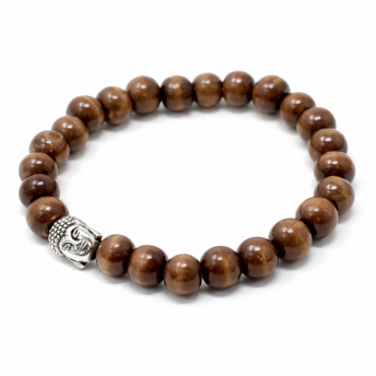 Bratara din Lemn Maro – Model Buddha – Margele din Lemn