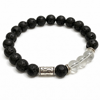 Bratara din Piatra de Lava cu Cuart Montan si Element Tribal – Claritate si Protectie