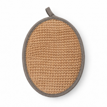 Pad exfoliant oval din iuta naturala pentru dus, 13 x 18 cm
