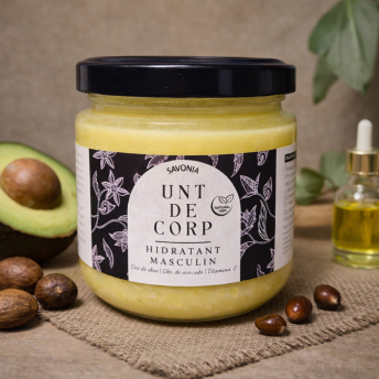 Unt de corp masculin hidratant 100% Natural cu shea, avocado și Vitamina E – Savonia, 160 g