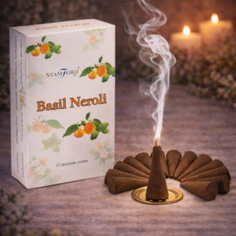 Conuri Parfumate – Busuioc si Neroli | Set 15 Conuri cu Suport