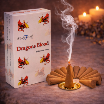 Conuri Parfumate Sange de Dragon – Set 15 Conuri cu Suport