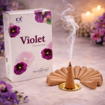Conuri Parfumate Violete – Set 15 Conuri cu Suport