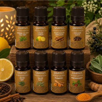 Curățare și purificare – antibacterian și dezinfectant natural - Set 8 Uleiuri Esențiale Savonia