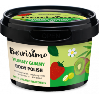 Exfoliant corporal cu pudra de bambus si seminte de capsuni, Berrisimo, Beauty Jar, 270 g