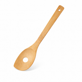 Lingura perforata din bambus natural pentru gatit, 30 cm
