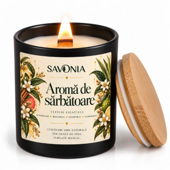 Lumanare 100% Naturala Savonia din Ceara de Soia – Aroma de Sarbatoare, 200 ml