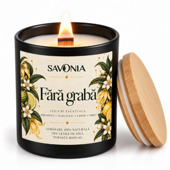 Lumanare 100% Naturala Savonia din Ceara de Soia – Fara Graba, 200 ml