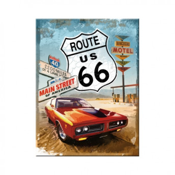 Magnet Route 66 - Red Car, 6 x 8 cm