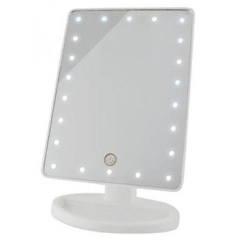 Oglinda LED, Machiaj si Cosmetica, Reglabila, 180 Grade, Iluminare Led si Touch, Alb, USB