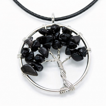 Pandantiv Arborele Vietii cu Agat Negru – protectie si forta interioara