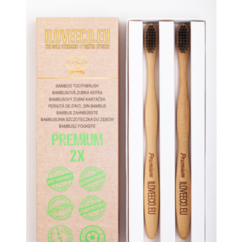 Periute de dinti ecologice, din bambus, model „Premium” - pachet dublu