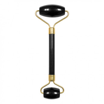 Rola dubla din onix negru pentru masaj, 15 cm