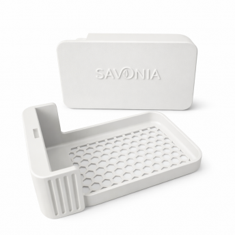 Sapuniera Savonia pentru Voiaj Realizata la Imprimanta 3D – Nomad, Alb Mat, 10.5 × 6.5 × 4 cm