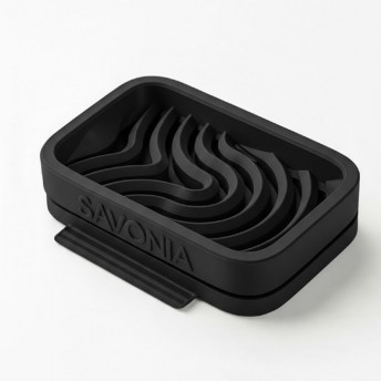 Sapuniera Savonia Realizata la Imprimanta 3D - Valuri, Negru, 12.5 x 9 x 3 cm