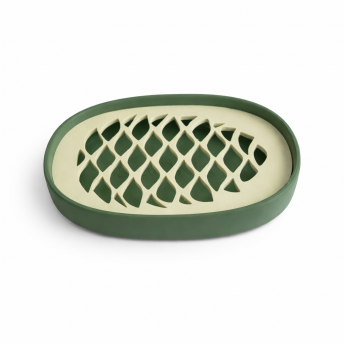 Sapuniera Savonia Valuri Realizata la Imprimanta 3D – Verde Mat, 12.5 × 8.5 × 2 cm