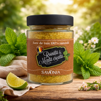 Sare de Baie Savonia cu Roinita si Menta Creata, 350 gr.