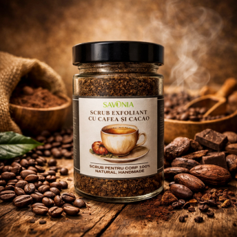Scrub 100% Natural Exfoliant cu Cafea si Cacao, Savonia, 260 gr
