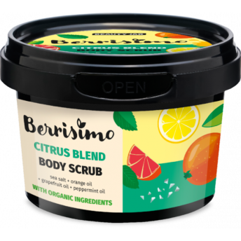 Scrub pentru corp cu ulei de portocale, grapefruit si menta si sare de mare, Berrisimo, Beauty Jar, 400g