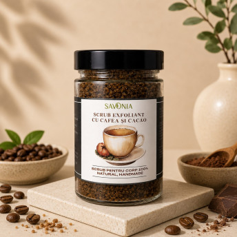 Scrub 100% Natural Exfoliant cu Cafea si Cacao, Savonia, 260 gr