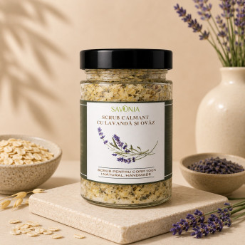 Scrub 100% Natural Calmant cu Lavanda si Ovaz, Savonia, 250 gr