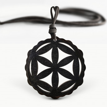 Amuleta din lemn - The Seeds of Life, Negru, Red Owl