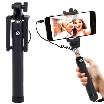 Selfie Stick, Universal, Cap Rotativ 270°, 71 cm, Negru 