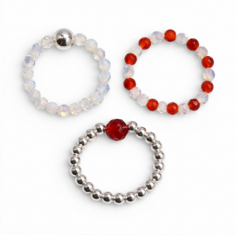 Set 3 Inele cu Pietre Semipretioase Spirit Nymph – Luna Rosie