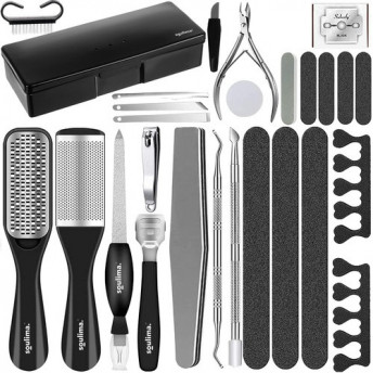 Set pentru pedichiură și manichiură – 30 piese, din oțel inoxidabil, cu husă elegantă