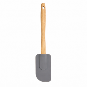 Spatula lata din silicon pentru gatit si deserturi, cu maner din bambus, 30 cm