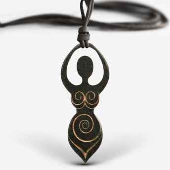 Amuleta din Lemn - The Spiral of the Goddess, Negru, Red Owl