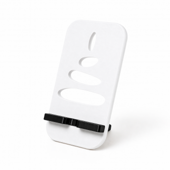 Suport de Telefon Savonia – Model Pietre Zen, imprimat 3D, Alb, 15 × 8 × 7 cm