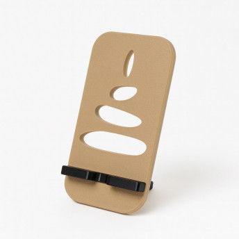 Suport de Telefon Savonia – Model Pietre Zen, imprimat 3D, Bej, 15 × 8 × 7 cm