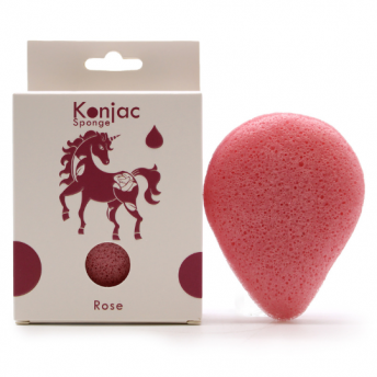 Burete Japonez Konjac cu Esență de Trandafir - Formă Lacrimă - Efect Anti-îmbătrânire