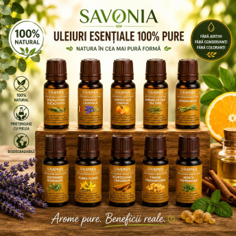 Setul Fundamental de Aromaterapie – 10 Uleiuri Esențiale de Bază Savonia