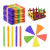 Set 500 Palete colorate din lemn, pentru Creatie